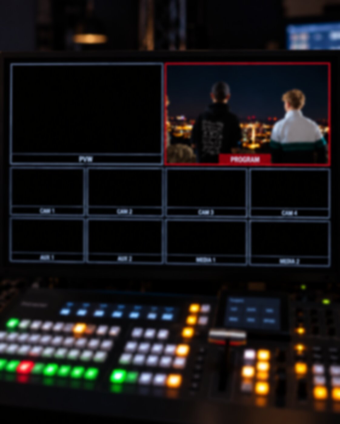 Regieplatz während einer Liveproduktion